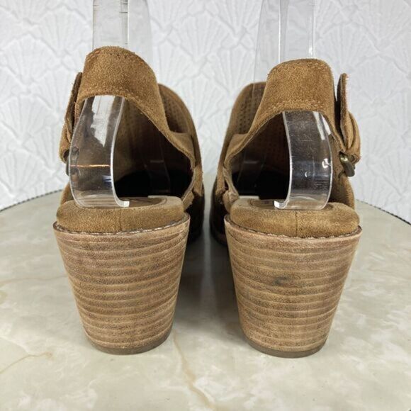 Sofft Slingback Heels Womens Size 9 Brown Suede Leather Sable Mule Wedge Clogs - Picture 8 of 13